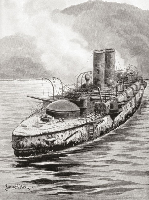 The Spanish battleship Oquendo after the naval engagement at Manila Bay, during the Spanish∩┐╜American War of 1898. Poster Print by Hilary Jane Morgan (12 x 16)