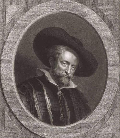 Sir Peter Paul Rubens, 1577 - 1640.  Flemish artist.  After a work by Flemish engraver Lambertus Antonius Claessens, 1763 - 1823,  based on a self-portrait by Rubens. Poster Print by Ken Welsh (13 x 15)