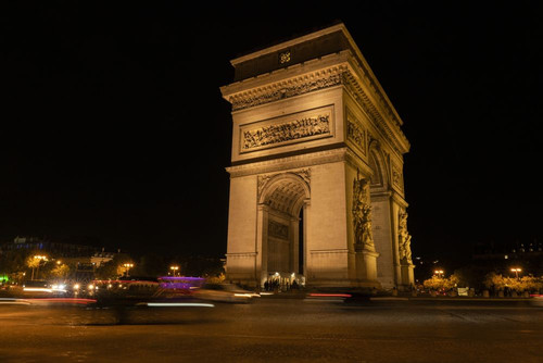 Iconic Arc de Triomphe illuminated at night in Paris; Paris, France Poster Print by Robert Postma (18 x 12)