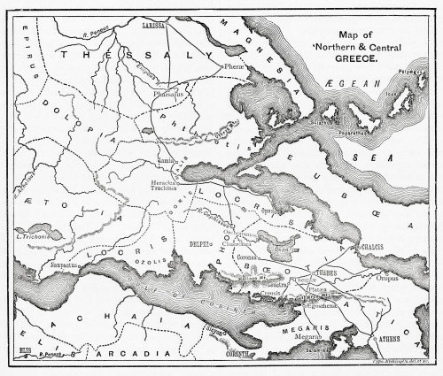 Map of northern and central Greece.  From Cassell's Universal History, published 1888. Poster Print by Ken Welsh (16 x 14)