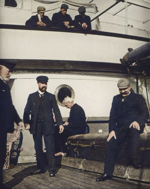 Magic Lantern slide circa 1880, Victorian/Edwardian, social history. Crew and passengers on board ship. Poster Print by John Short (13 x 17)
