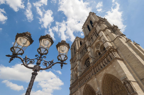 Notre Dame Cathedral facade in Paris. Poster Print by Loop Images Ltd. (18 x 12)
