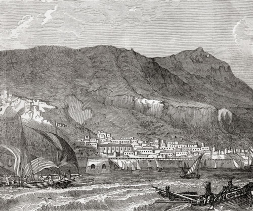 Gibraltar, seen here in the 18th century.  From Cassell's Illustrated History of England, published c.1890. Poster Print by Ken Welsh (16 x 13)