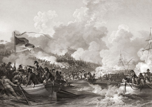 British troops under the command of General Abercromby landing at Aboukir Bay, 1801. Sir Ralph Abercromby, 1734 -1801. Scottish soldier and politician. Poster Print by Ken Welsh (18 x 12)