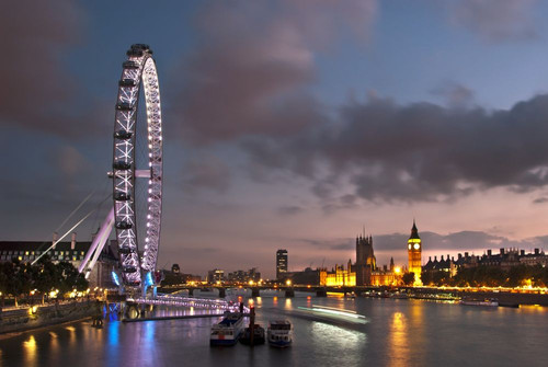 The London Eye and Westminster by night. Poster Print by Loop Images Ltd. (17 x 11)