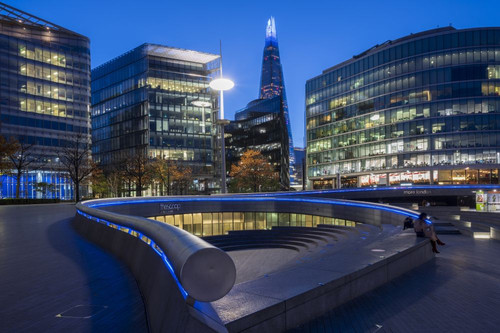 The view of More London on Southbank at dusk in London. Poster Print by Loop Images Ltd. (20 x 13)