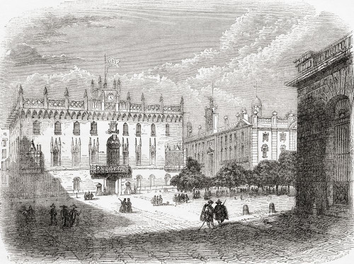 The Palace of the Viceroy, Barcelona, Catalonia, Spain, seen here in the 19th century, the building was destroyed by fire in 1875. From Cassell's Illustrated History of England, published c.1890. Poster Print by Ken Welsh (17 x 12)