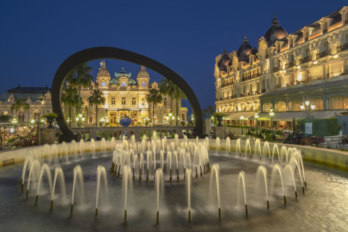 Fountains in Casino Square at night in Monaco. Poster Print by Loop Images Ltd. (17 x 11)