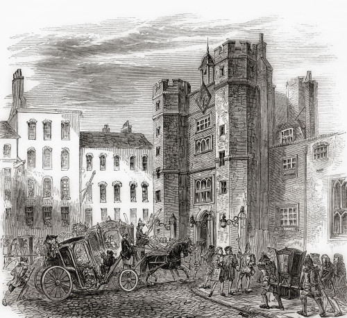 St. James's Palace, London, England in the reign of Queen Anne.  From Cassell's Illustrated History of England, published c.1890. Poster Print by Ken Welsh (15 x 14)