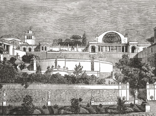 Hadrian's villa at Tibur, modern-day Tivoli, Italy.  From Cassell's Illustrated Universal History, published 1883. Poster Print by Ken Welsh (17 x 12)