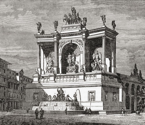 Fountain of Alexander Severus, Rome, Italy.  Only the ruins of this fountain now remain in the Piazza Vittorio Emanuele II.  From Cassell's Illustrated Universal History, published 1883. Poster Print by Ken Welsh (16 x 13)