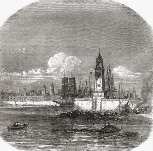 The old harbour, Barcelona, Catalonia, Spain, seen here in the 19th century.  From Cassell's Illustrated History of England, published c.1890. Poster Print by Ken Welsh (15 x 15)