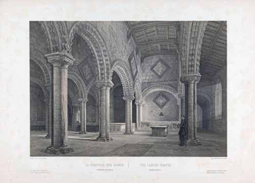 Interior of the Lady Chapel in Durham Cathedral, Durham, England. The Lady Chapel is also known as the Galilee Chapel. After a work dating from the 1850's by Louis Jules Arnout. Poster Print by Ken Welsh (19 x 14)