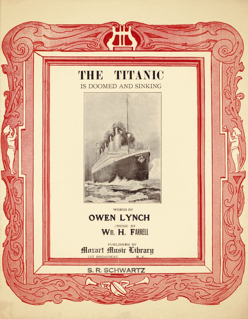 Cover of sheet music, The Titanic is Doomed and Sinking, published in New York in 1912 within months of the ship sinking. Poster Print by Ken Welsh (12 x 16)