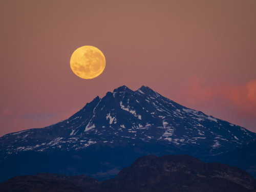 Supermoon at sunrise in Torres del Paine National Park; Patagonia, Chile Poster Print by Ralph Lee Hopkins (13 x 10)