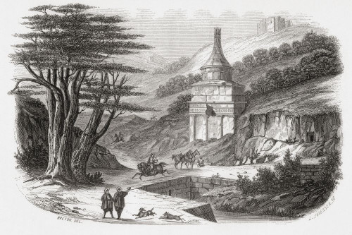 Tomb of Absalom, aka Absalom's Pillar, Kidron Valley, Jerusalem, seen here in the 19th century.  From Monuments de Tous les Peuples, published 1843. Poster Print by Ken Welsh (17 x 11)