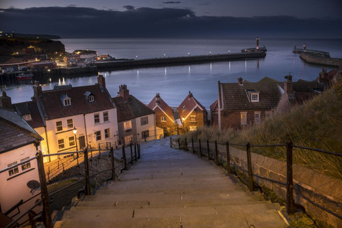 View of Whitby from the steps leading from the Abbey. Poster Print by Loop Images Ltd. (20 x 13)