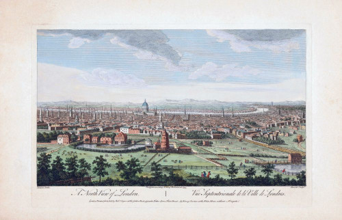 A north view of London. After a print dated 1753 from a work by Caneletto. Published by Robert Sayer. Later colourization. Poster Print by Ken Welsh (20 x 13)