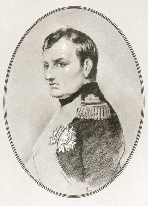 Napol̩on Bonaparte, 1769 - 1821. French statesman, military leader and Emperor of the French.  Illustration by Gordon Ross, American artist and illustrator (1873-1946), from Living Biographies of Famous Rulers. Poster Print by Ken Welsh (12 x 16)