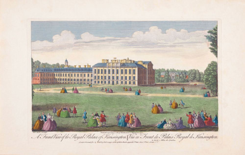 A front view of the Royal Palace of Kensington. After a print dated 1751, published by Robert Sayer. Later colourization. Poster Print by Ken Welsh (20 x 13)