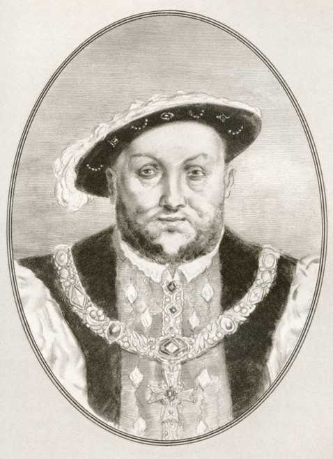 Henry VIII, 1491 - 1547, King of England.  Illustration by Gordon Ross, American artist and illustrator (1873-1946), from Living Biographies of Famous Rulers. Poster Print by Ken Welsh (12 x 16)