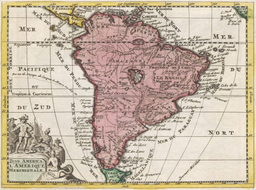 A map of South America from the early 18th century by an anonymous cartographer. Poster Print by Ken Welsh (16 x 12)