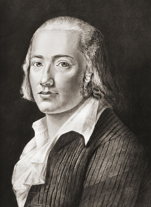 Johann Christian Friedrich H╠ªlderlin,  1770 - 1843.  German poet. After a contemporary print. Poster Print by Ken Welsh (12 x 16)