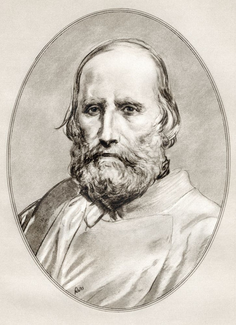 Giuseppe Garibaldi, 1807 - 1882, Italian general, politician and nationalist.  Illustration by Gordon Ross, American artist and illustrator (1873-1946), from Living Biographies of Famous Men. Poster Print by Ken Welsh (12 x 16)