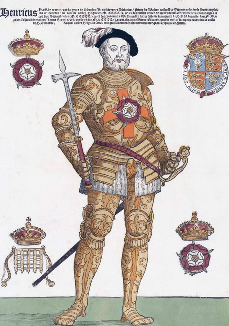 King Henry VIII of England, 1491 - 1547.  After a contemporary engraving.  Later colourisation. Poster Print by Ken Welsh (12 x 17)