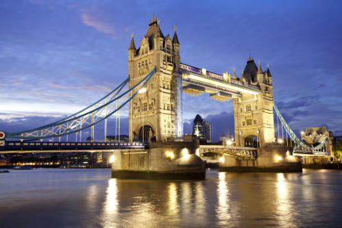 A view of Tower Bridge at night. Poster Print by Loop Images Ltd. (18 x 12)