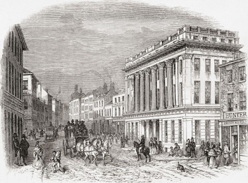 The Royal Arcade, Pilgrim Street, Newcastle-upon-Tyne, England, seen here in the 19th century, the building was demolished in 1963.  From Old England: A Pictorial Museum, published 1847. Poster Print by Ken Welsh (17 x 13)
