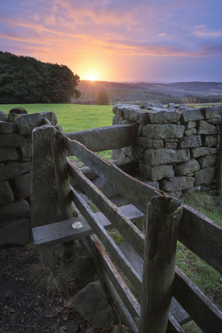 Both stone and wooden stiles near Llandogo in the Wye Valley. Poster Print by Loop Images Ltd. (13 x 20)
