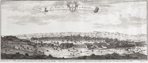 View of Marseille, France in the early 1700's. From an anonymous work dated 1726. Poster Print by Ken Welsh (23 x 10)