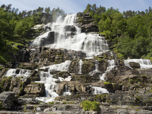 Tvindefossen Waterfall in Norway. Poster Print by Loop Images Ltd. (17 x 13)