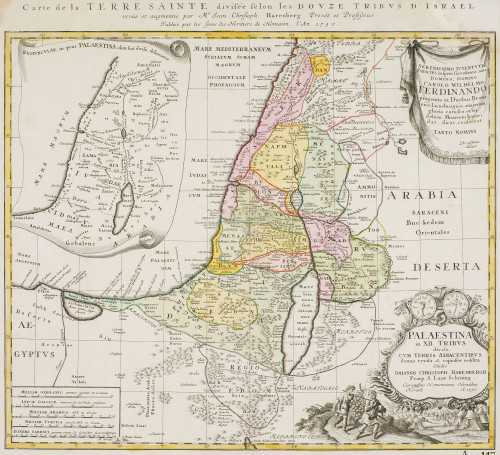 Canaan, or Palestine, as it was divided between the twelve tribes of Israel. After a map published in 1750. Poster Print by Ken Welsh (14 x 13)