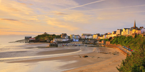 Tenby Harbour and North beach. Poster Print by Loop Images Ltd. (20 x 10)