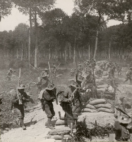 Stereoview, World War One, The Great War, Realistic Travels military photographs circa 1918. The famous Gerkhas with their deadly kukries near Neuve Chapelle; France Poster Print by John Short (15 x 16)