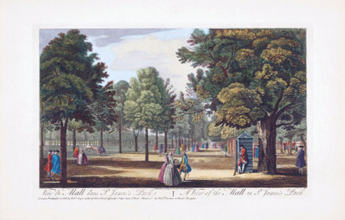 A View of the Mall in St. James's Park. Veue du Mall dans St. James's Park. After a hand-coloured engraving dated 1752. Poster Print by Ken Welsh (20 x 12)
