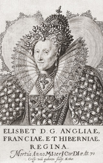 Queen Elizabeth I of England, 1533-1603.  After an anonymous engraving produced soon after her death. Poster Print by Ken Welsh (11 x 17)