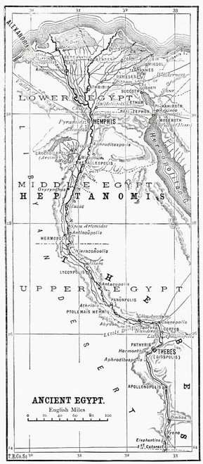 Map of ancient Egypt. From Cassell's Universal History, published 1888; Illustration Poster Print by Ken Welsh (10 x 23)