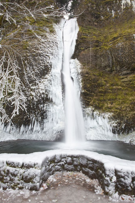 Snow and ice formations in winter in the Columbia River Gorge Natural Scenic Area; Oregon, United States of America Poster Print by Craig Tuttle (11 x 17)
