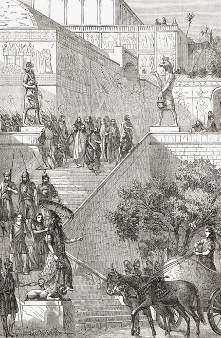 Artist's impression of the restored palace at Kouyunjik, Nineveh, Assyria. From Cassell's Universal History, published 1888; Artwork Poster Print by Ken Welsh (12 x 19)