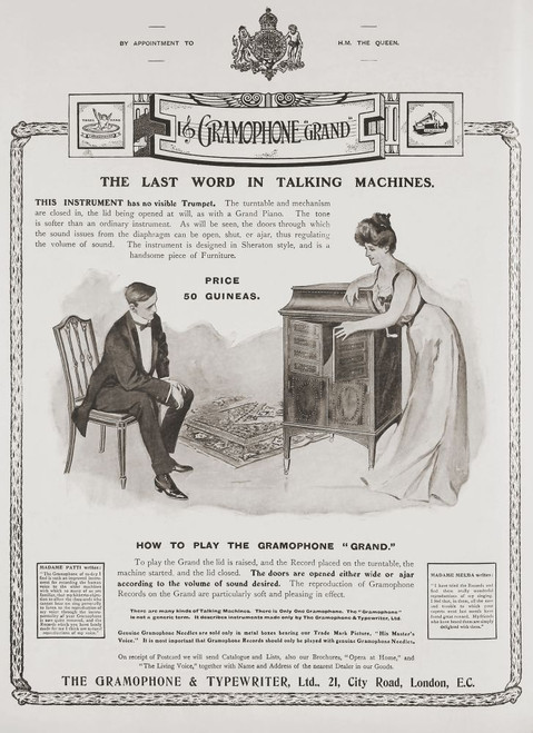 Advertisement for The Gramophone Comany in the March 1907 edition of The Graphic, a weekly illustrated newspaper, published in London from 1869 to 1932. Poster Print by Ken Welsh (11 x 16)