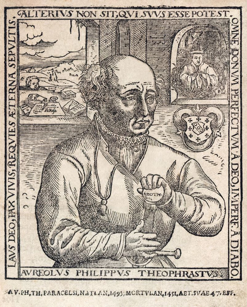 Paracelsus, born Phillippus Aureolus Theophrastus Bombastus von Hohenheim, 1493 - 1541.  Swiss renaissance physician.  After the so-called Rosicrucian portrait dating from 1567. Poster Print by Ken Welsh (12 x 15)