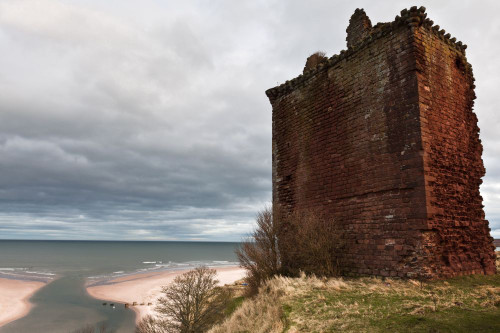 A view of the Red Castle at Lunan in Angus. Poster Print by Loop Images Ltd. (17 x 11)