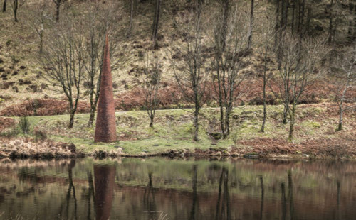 Art on the Black Loch in the Galloway Forest Park in Scotland. Poster Print by Loop Images Ltd. (18 x 11)