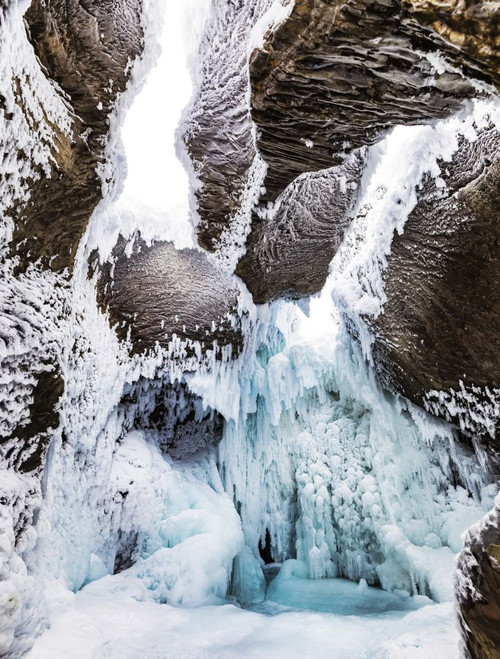Frozen waterfall and pool at Johnston Canyon during winter in Banff National Park; Alberta, Canada Poster Print by LJM Photo (13 x 17)