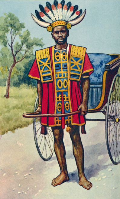 A jinricksha or rickshaw boy from Africa.  From a contemporary print, c.1935. Poster Print by Ken Welsh (10 x 17)