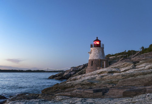 Castle Hill lighthouse at dusk. Poster Print by Loop Images Ltd. (17 x 12)