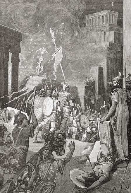 The attack on the citadel of Carthage during the Third Punic War, 149 BC.   From Cassell's Illustrated Universal History, published 1883. Poster Print by Ken Welsh (12 x 18)